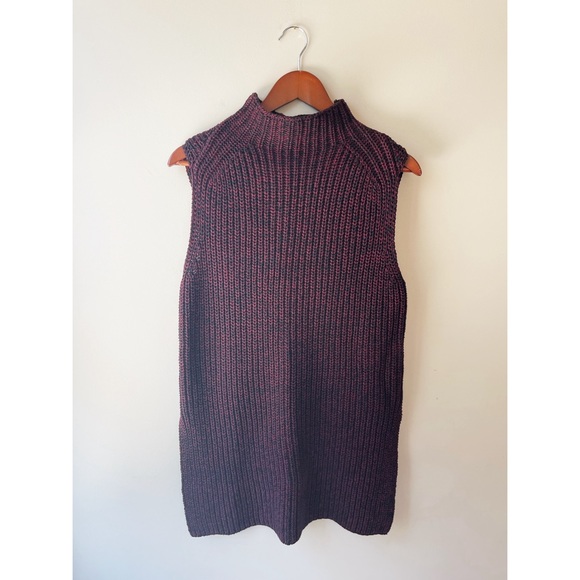 Ann Taylor Sleeveless Crochet Mock Neck Tunic Sweater Burgundy New Tags Large - Picture 1 of 3